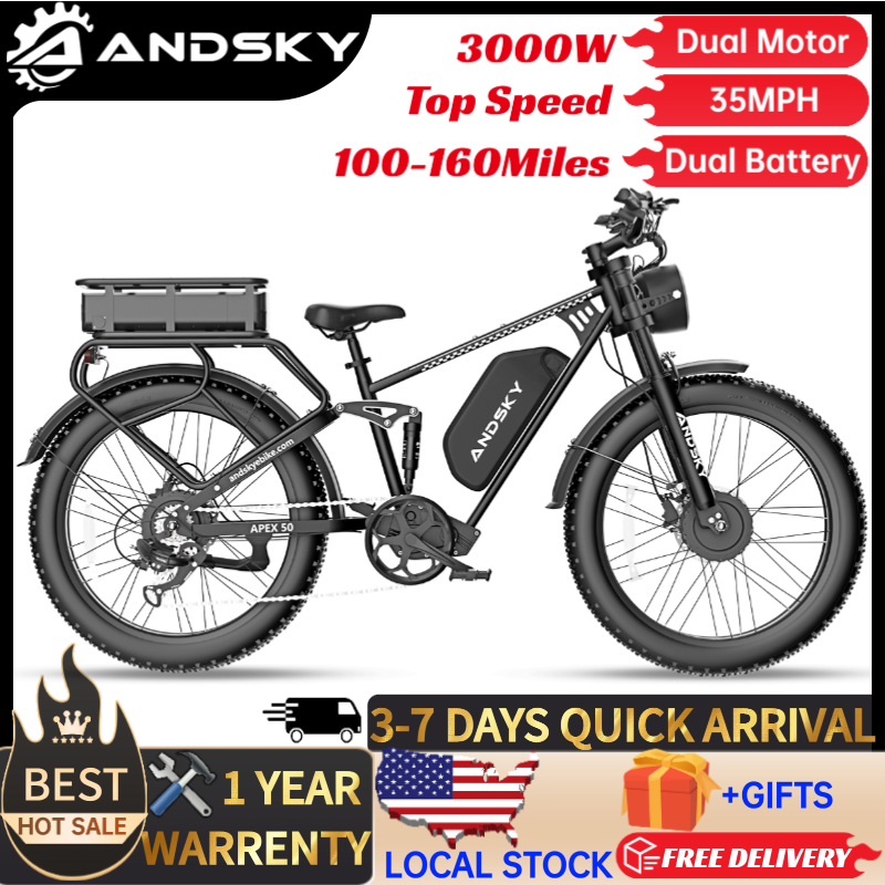 Power Tools World - ANDSKY Apex50 AWD Elektrofahrrad 3000W Doppelmotor